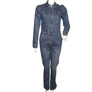 REFORMATION Jeans Jumpsuit, 4, Talia Retro Flare, Long sleeve, Zip front Pockets
